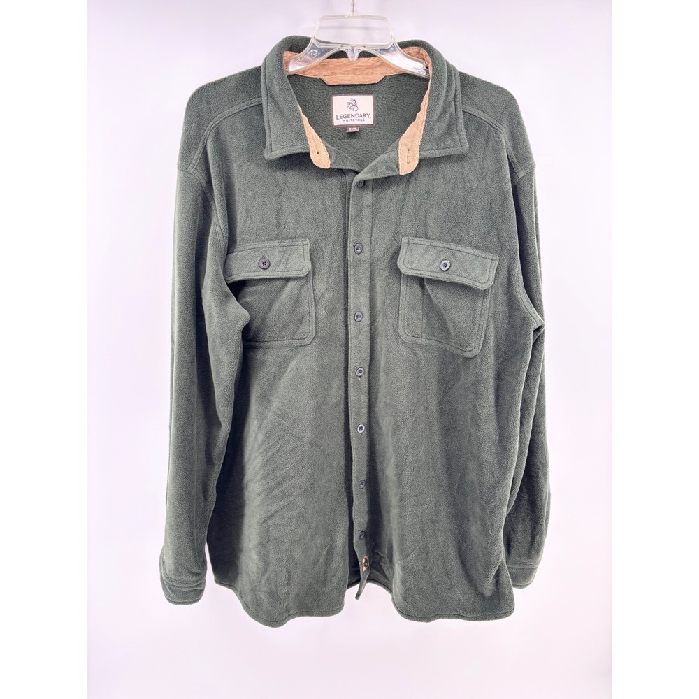 Legendary Whitetails Fleece Shirt Mens 2XT Green Polyester Western Shacket Tall